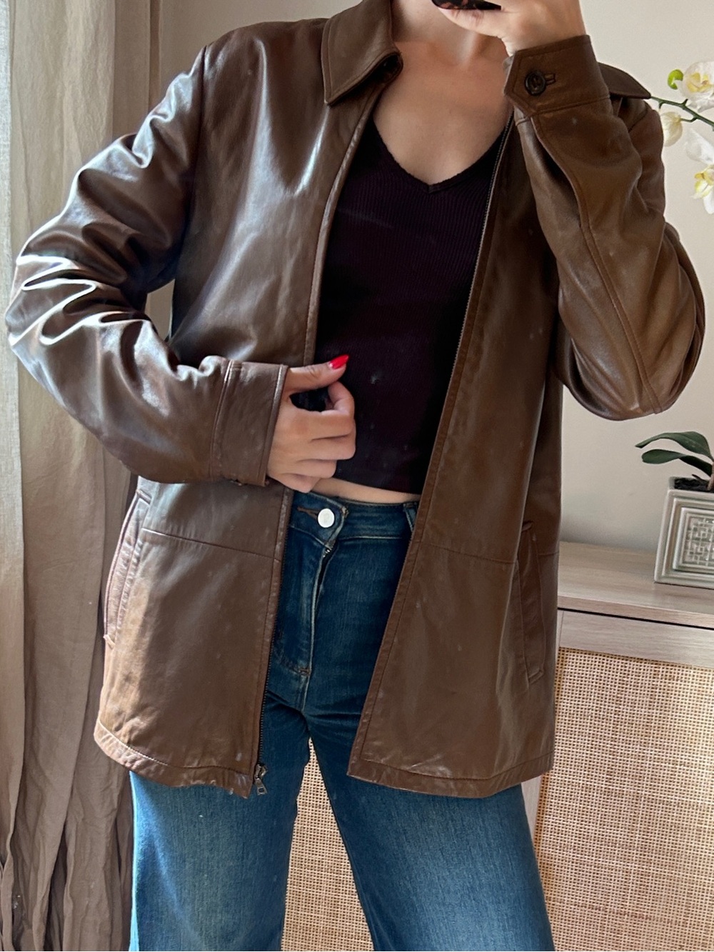 *Italy* Classic Vintage Brown Leather Jacket